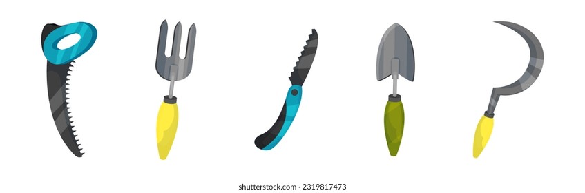 Garden Tool for Soil and Plant Cultivation Vector Set