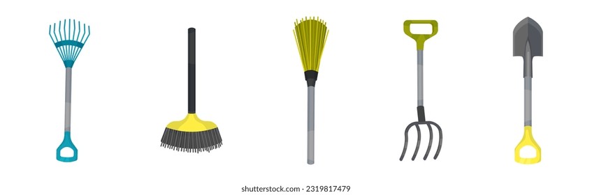 Garden Tool for Soil and Plant Cultivation Vector Set