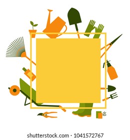 Garden tool. Vector frame