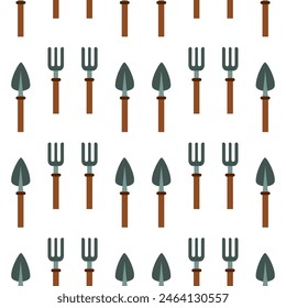 Garden toolls seamless pattern on white background