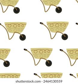 Garden toolls seamless pattern on white background