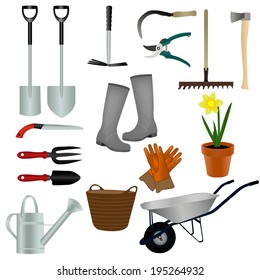 Garden Tools Stock Vector (Royalty Free) 195264932 | Shutterstock