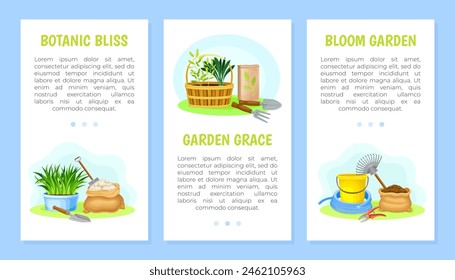Garden Tools Banner Design with Handy Instrument Vector Template