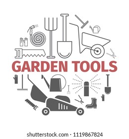 Garden tools banner. Vector sign for web graphic.