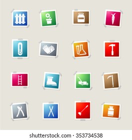 Garden tools card icons for web