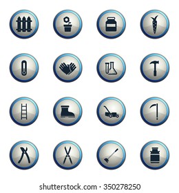 Garden tools chrome icons for web