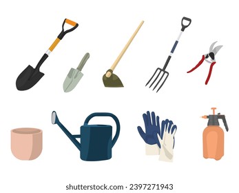 garden tools collection set. vector illustration