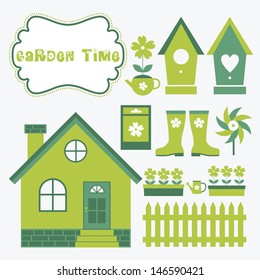 garden tools collection. vector illustration