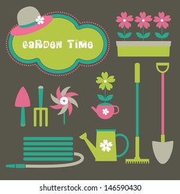 garden tools collection. vector illustration