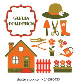 garden tools collection. vector illustration