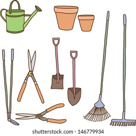 Garden tools collection. Vector Illustration