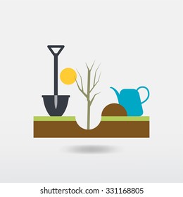 Garden tools. Environmental activities. Gardening icons .