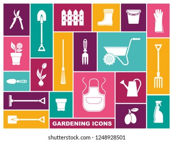 Garden tools, the equipment and symbols. Vector illustration