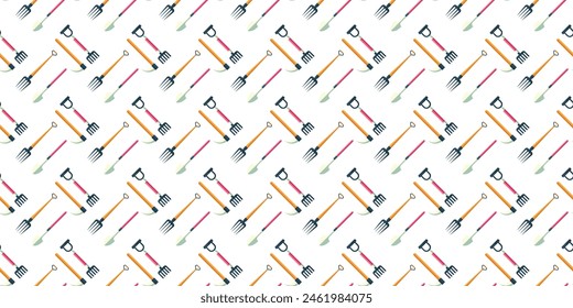 garden tools flat design pattern white background 