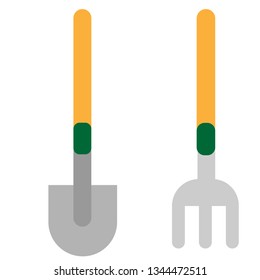Garden tools flat illustration on white