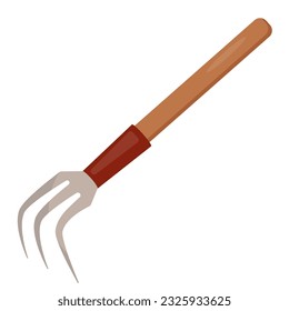 Garden tools hoe rake isolated on white background, gardening instrument hand rake in style flat, vector illustration isolated on white background