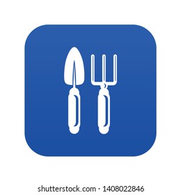 Garden tools icon blue vector isolated on white background