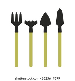 Garden tools icon. Colored silhouette. Front side view. Vector simple flat graphic illustration. Isolated object on white background. Isolate.