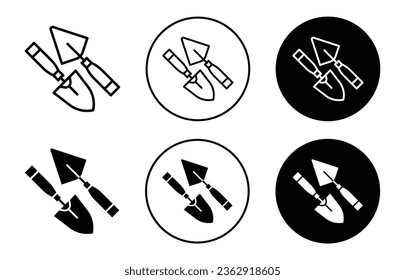 Garden tools icon. Household farm cultivation or gardening equipment symbol. Spade shovel to dig soil vector. Plant ground trowel sign.