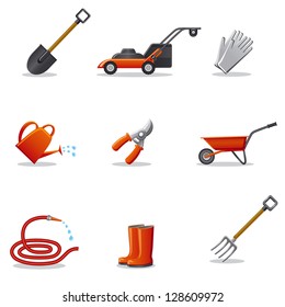 garden tools icon set