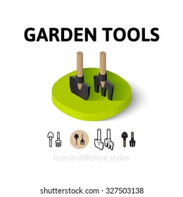 Garden tools icon, vector symbol in flat, outline and isometric style