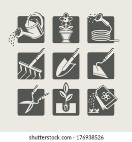 Garden tools. Icons set . Vector Illustration.