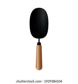 Garden tools made of black metal with wooden handles. Vector stock illustration isolated on a white background