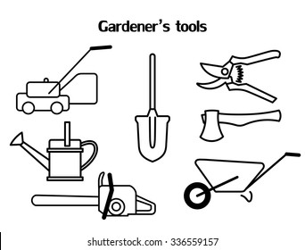 garden tools outline set