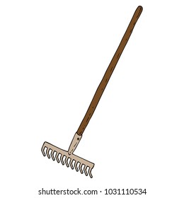 Garden tools. Rakes with a long handle. Rake with long teeth. Vector illustration.