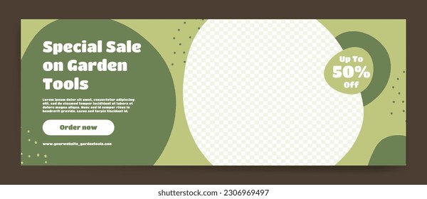 Garden tools sale vector banner