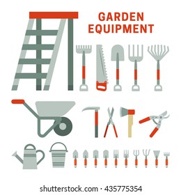 Garden tools set in flat style