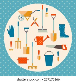 Garden tools set. Garden set icons vector illustration.