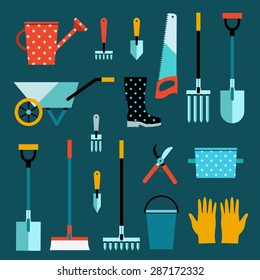 Garden tools set. Garden set icons vector illustration.