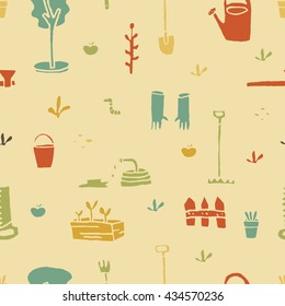 Garden tools set. Seamless pattern.