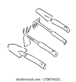 garden tools. garden tools set vector sketch illustration