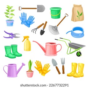 Garden Tools for Soil Cultivation and Agriculture Big Vector Set