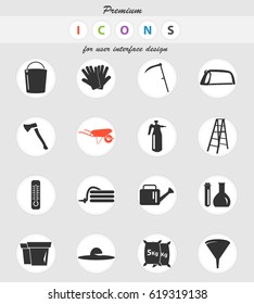garden tools vector icons for user interface design