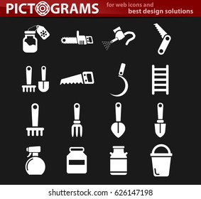 garden tools vector icons for user interface design
