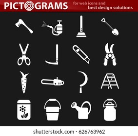 garden tools vector icons for user interface design