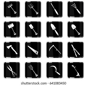garden tools vector icons for user interface design