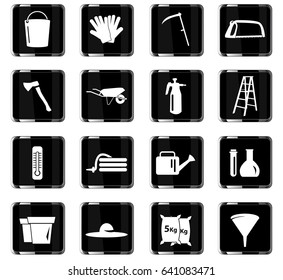 garden tools vector icons for user interface design