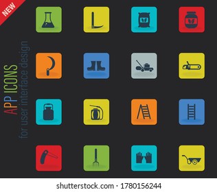 garden tools vector icons for web and user interface design