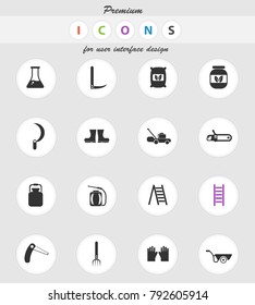 garden tools vector icons for web and user interface design