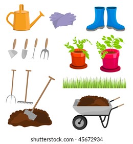 Garden Tools. Vector Illustration.