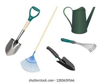 Garden tools. Vector illustration. Isolated on a white background.