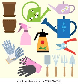 Garden tools. Vector set