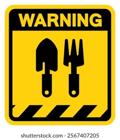 Garden Tools Warning Sign, Vector Illustration, Isolate On White Background Label.EPS10