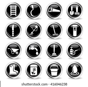 garden tools web icons for user interface design