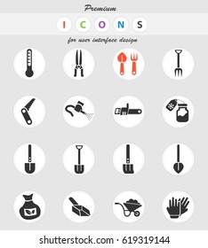 garden tools web icons for user interface design