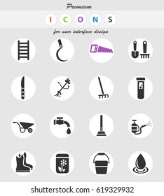 garden tools web icons for user interface design